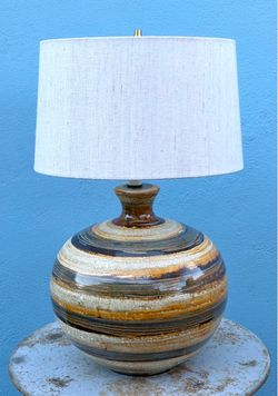 Vintage colorful striped ceramic lamp with shade