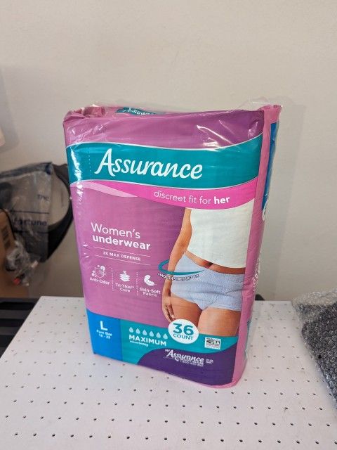 Assurance Women's Incontinence & Postpartum Underwear, L , Maximum Absorbency (36 Count)