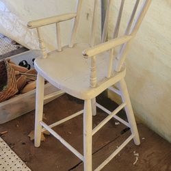 Wooden White High Chair Kid's Chair