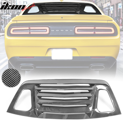 Fits 2008-2023 Dodge Challenger Carbon Fiber Print Window Louver Rear Cover V2 Style