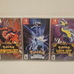 Brand New and Sealed Lot of 3 Pokemon Games - Nintendo Switch - Scarlet / Violet / Brilliant Diamond
