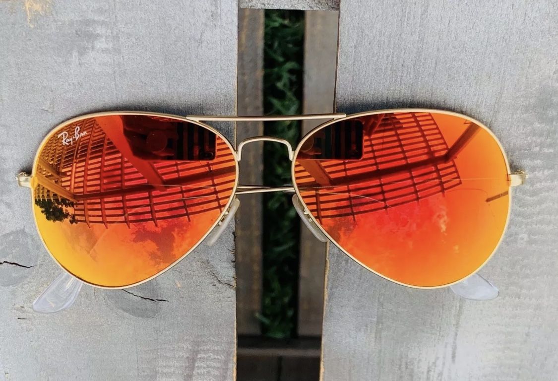 Ray Ban Aviators 112/69 Flash Orange & Gold Frame Classic  display picture 1