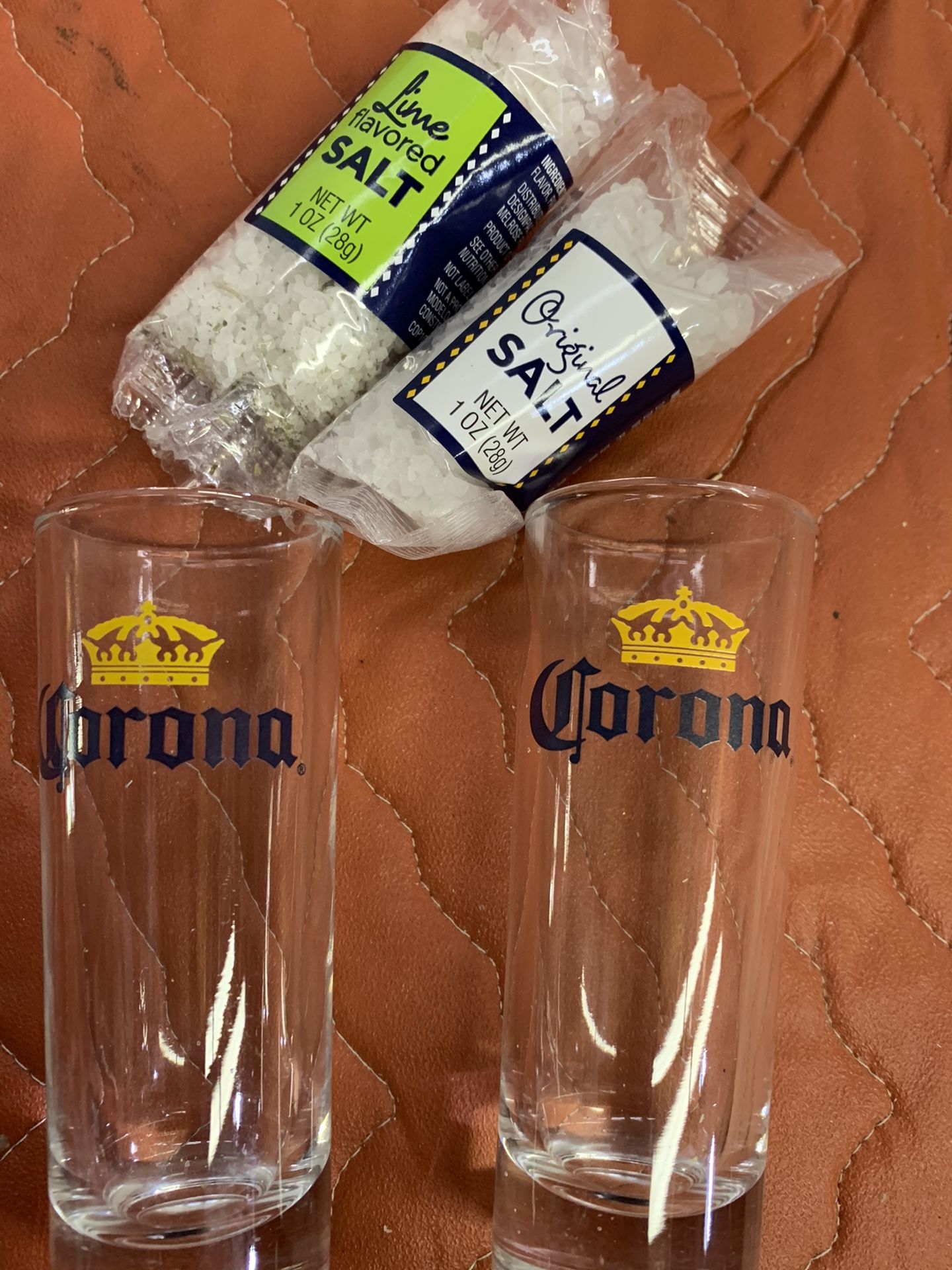 2 Vintage Collectible Corona Shot Glasses with Salt!