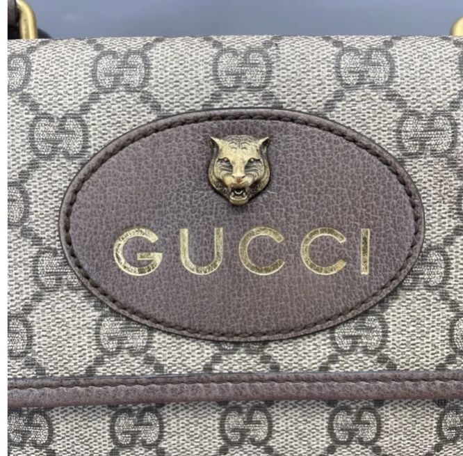 GUCCI Gucci Tiger-head large monogram double-sided messenger bag, 97 new in good condition, size 30×22cm