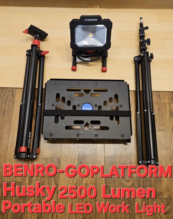 Portable Work Bundle(2 Tripods,Go-PlatForm,Husky 2500 Lumen LED Work Light)