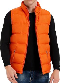 TUVEKE Men's Puffer Vest Water-Resistant winter outdoor Zipper Sleeveless Warm puffey jacket Size M
