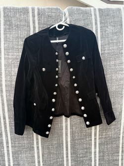 Black Velvet Military Style Blazer Jacket