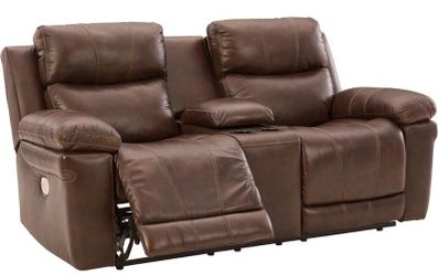 Edmar power loveseat with adjustable headrest.