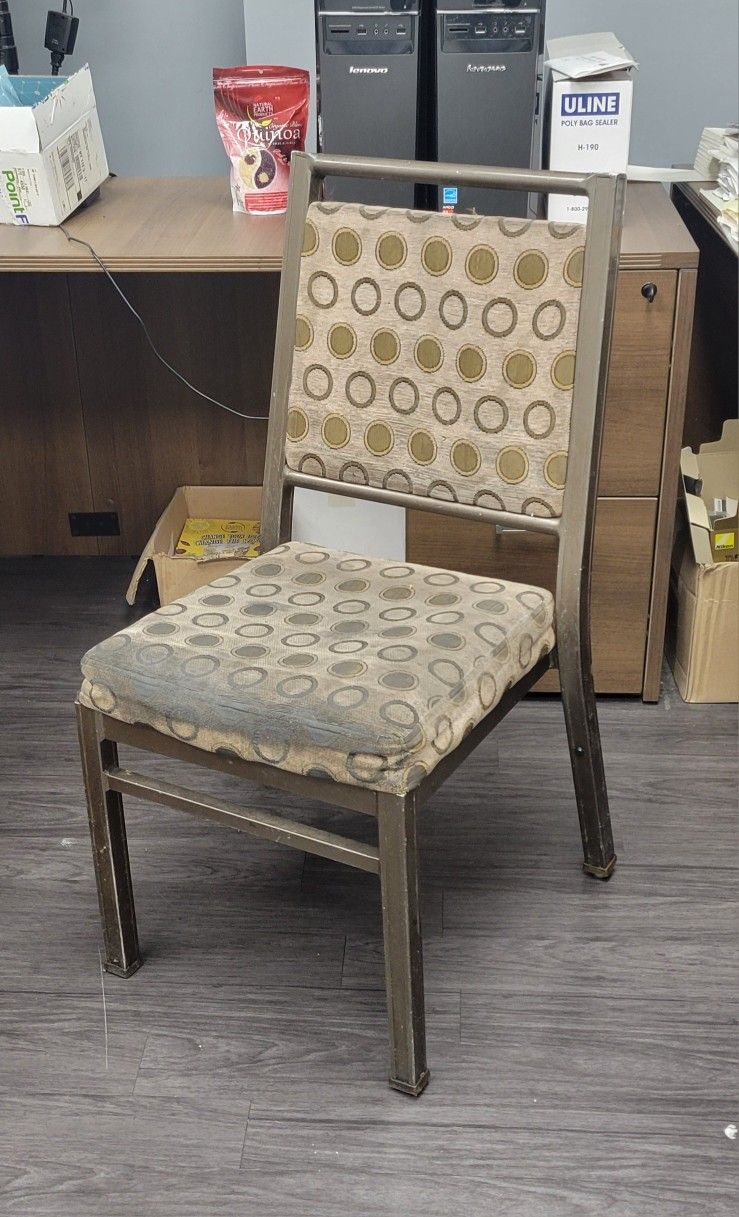 Used Metal Frame Chair with Patterned Cushion