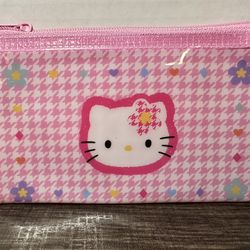 New Sanrio Hello Kitty Zippered Wallet Coin Purse Bag 50th Anniversary Herringbone Design
