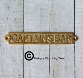 Brand New! 5.5" Captain's Bar  Brass Plaque Coastal Nautical | SHIPPING IS AVAILABLE