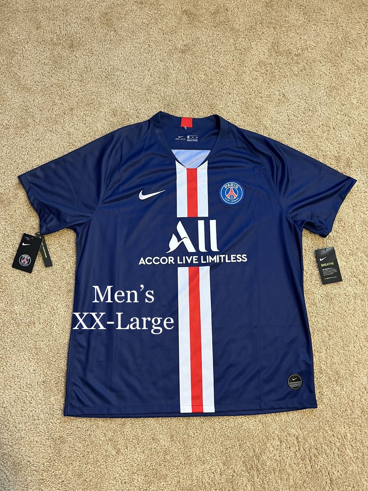 NIKE FC / PSG Paris Saint-Germain DRI-FIT SOCCER Jersey Futbol Kit / MBAPPE / Men’s XX-Large XXL 2XL / Brand New w/ Tags!! / Navy, White & Red