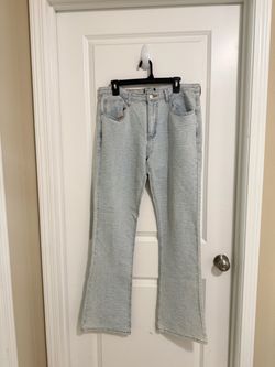 Stacked Slim Flare Blue Denim Jeans