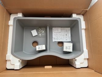 Elkay Quartz Classic Double Bowl Undermount Kitchen Sink w/ Aqua Divide
