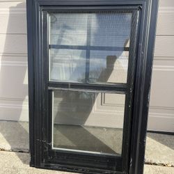 New Atrium Black / Woodgrain Inside Vinyl Window 