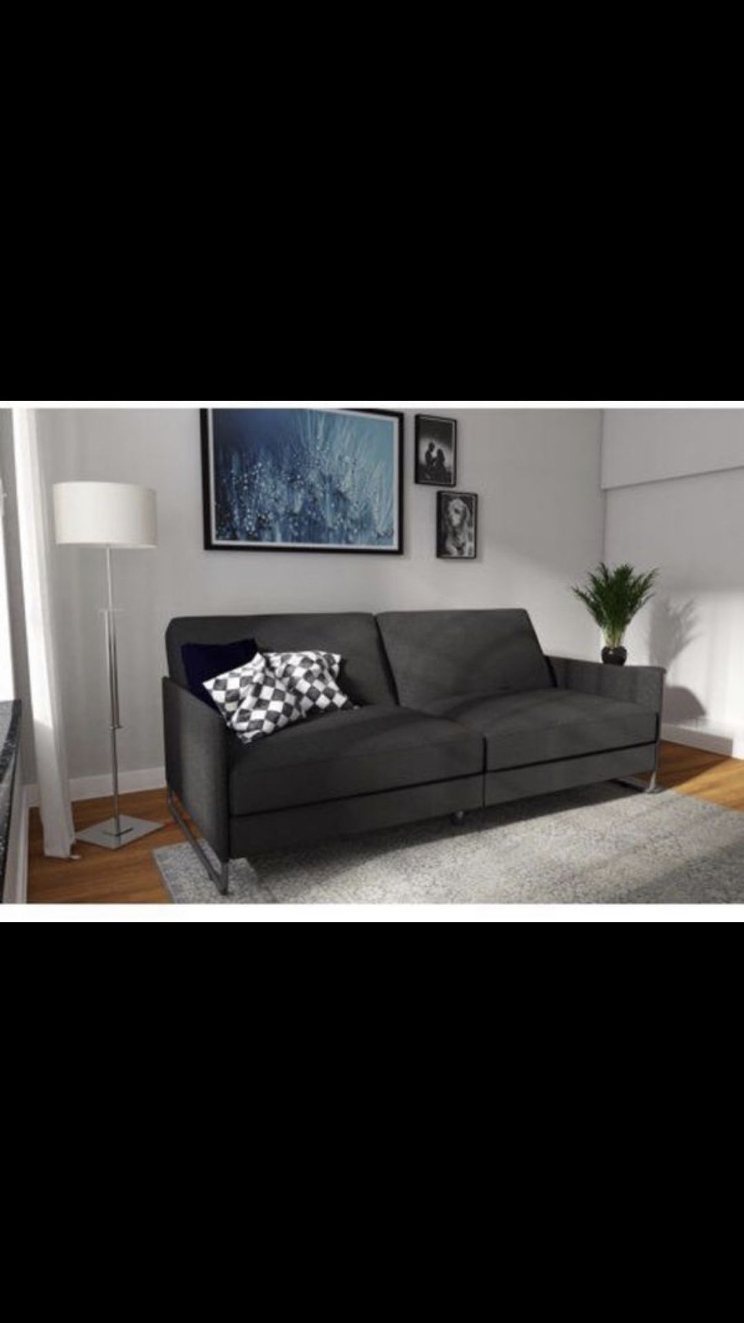 Grey Linen Sofa Futon (Fathers Day Special!) jM $125 Ends Jun.15th