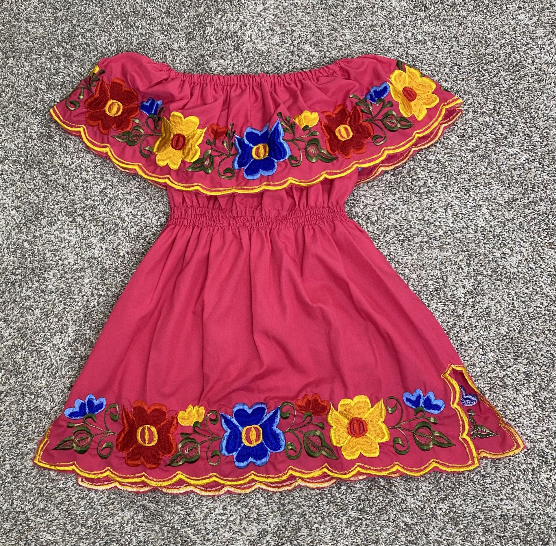 Toddler Girls Mexican Dress with Shawl Size 2 Pink