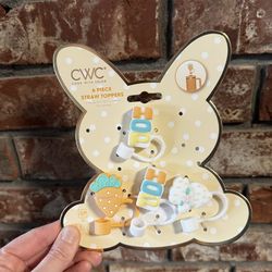 Set of four (4) Easter straw toppers