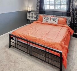 Full size bed frame and mattress