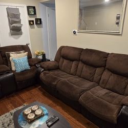 Manual Recliner Sofa And Love Seat