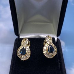 14K Clip Sapphire Earring 