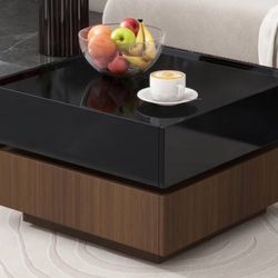 Glass/Marble Swivel Coffee Table