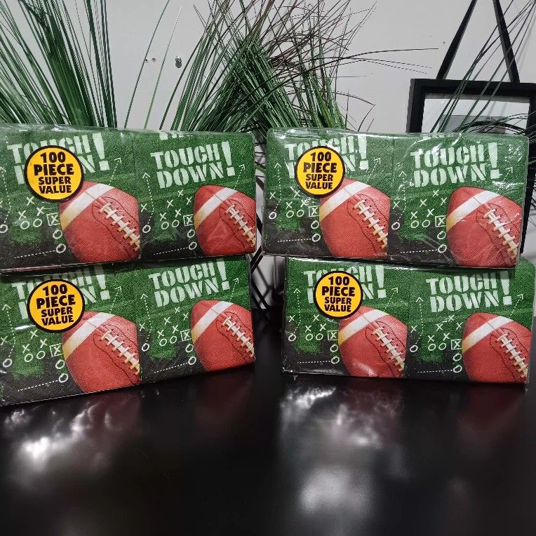 4 NEW 100CT FOOTBALL NAPKINS
