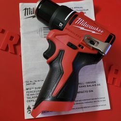 Milwaukee M12 brushless ⅜" 2speed drill 3401-20 [TOOL ONLY]...NEW_NUEVO $75 PRECIO FIJO_FIRM PRICE