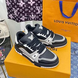 Louis Vuitton LV Trainer Black Grey White (DESCRIPTION FOR MORE INFO)