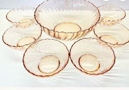Vintage France Rosealine 7 piece bowl set