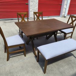 Farm house Dining Table With 4 Chairs And Bench