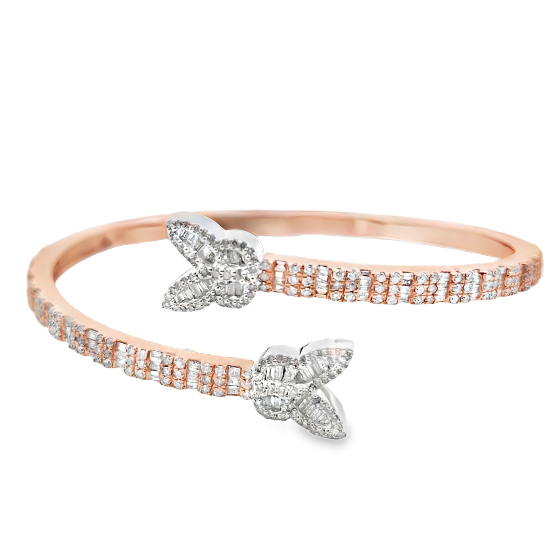 10k Rose Gold Bangle with Baguette Diamond 3.50 ctw