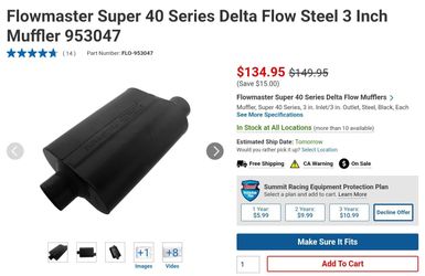 Flowmaster Super 40 Series Delta Flow Steel 3 Inch Muffler Exhaust 953047