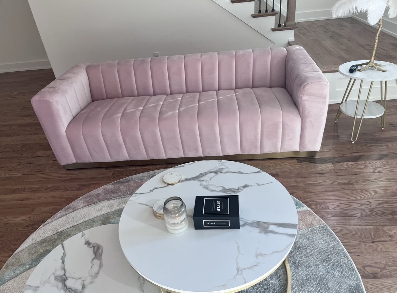 Lux Pink Velvet Couch 