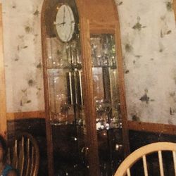 Contemporary Light Oak Glass Grandfather Clock