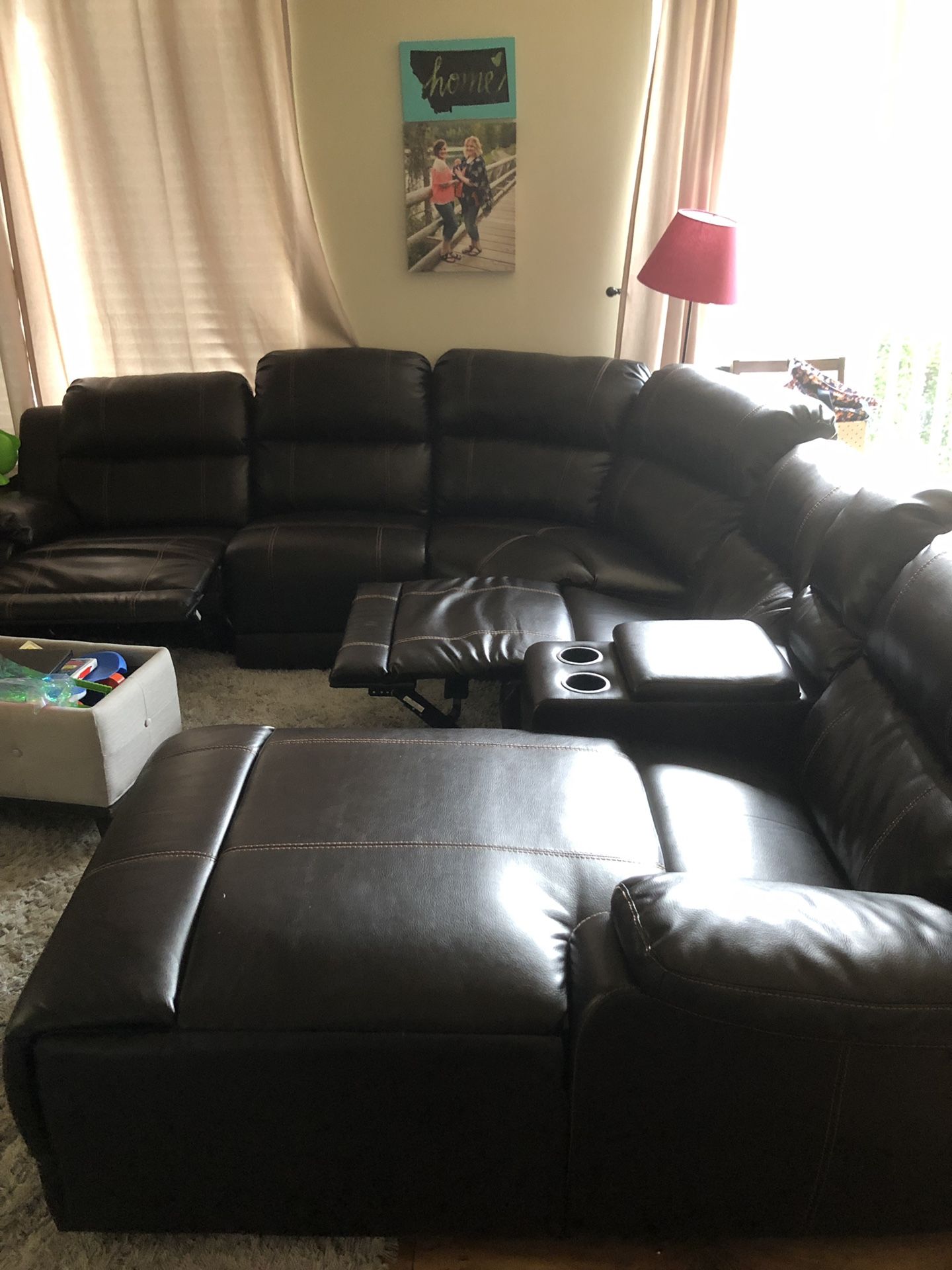 Brown sectional couch