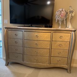Silver Dresser With Marble White Top