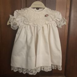 Beautiful Antique white Satin 24 Mos  Dress