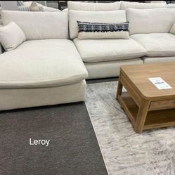 Elyza Linen Cloud Soft Cozy Plush Deep Seating Sectional Couch With Chaise 