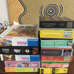 12 Puzzles - Ravensburger, Galison, And Others.  500 X2.  1000 X 10
