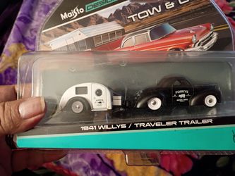 Maisto diecast cars willies coupe and camper trailer diecast cars collection