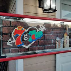 VINTAGE SEAGRAMS 7 & 7up AMERICAN WHISKEY BAR BACK MIRROR ADVERTISING By "REFLECTIONS " Los Angeles  48x 16...asking $25.00 O.B.O.