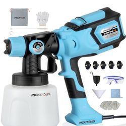 1000W HVLP Paint Sprayer High-Efficiency Electric Spray Gun with 6 Nozzles,Variable Patterns & Adjustable Flow, 47oz (1400ml) Detachable Container,Eas