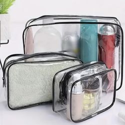3pcs Transparent Cosmetic Bag PVC Makeup Bags