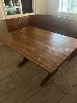 A Wood, corner table