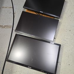 Lot Of 3 Monitors And Mounts