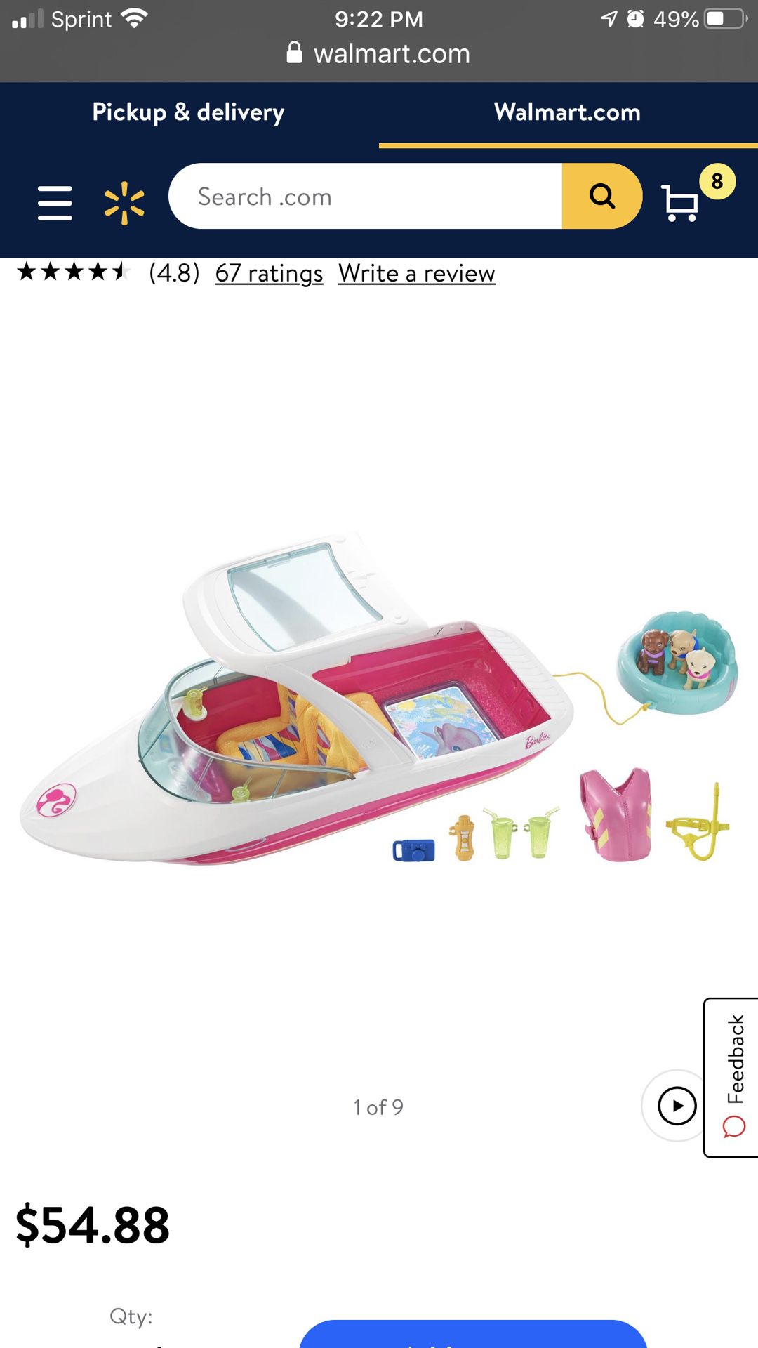 Barbie boat with puppies and accessories
