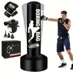 68'' Heavy-Duty Freestanding Punching Bag for Adults with Pump & Gloves - Heavy Bag Inflatable Kickboxing Training Equipment Suitable for MMA, Muay Th
