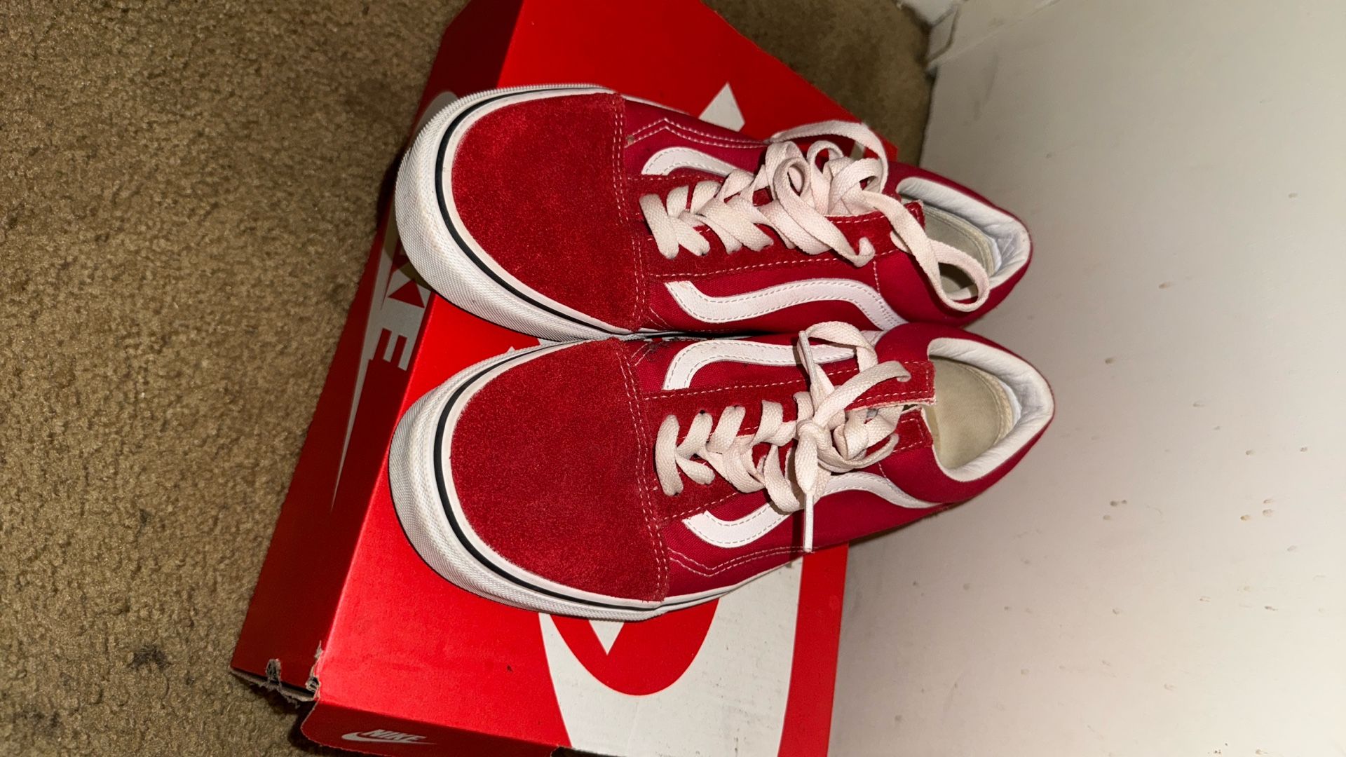 Vans Size- 9.5 Red And White 