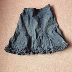 Denim Skirt with ruffles at Hem